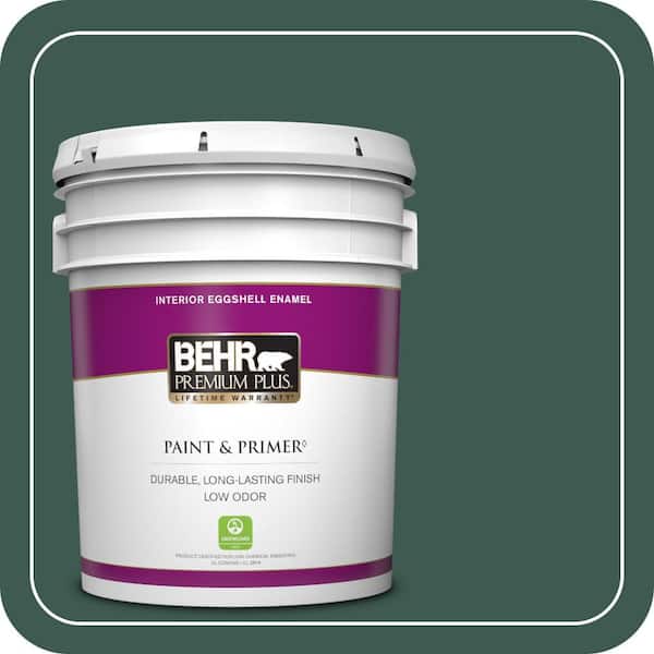 BEHR PREMIUM PLUS 5 gal. #PPF-02 Patio Green Eggshell Enamel Low Odor Interior Paint & Primer