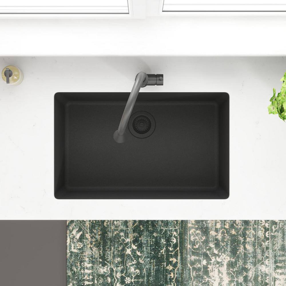 Matte Black Quartz Single Bowl Undermount Sink