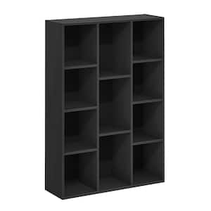 41.7 in. Tall Blackwood Wood 11-shelf Cube Bookcase with Closed Storage