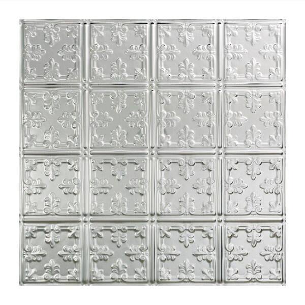 Fasade Traditional Style #10 2 ft. x 2 ft. Vinyl Lay-In Ceiling Tile in Brushed Aluminum