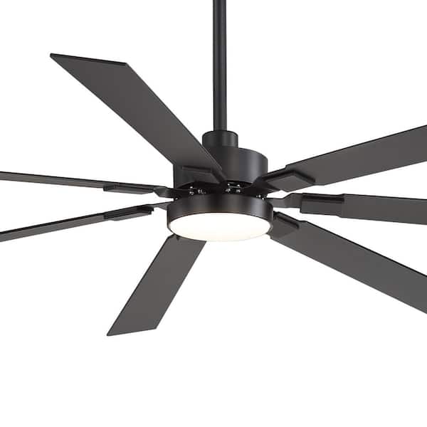 Payne 72 in. Black Standard Ceiling Fan with Integrated LED, Downrod, Black/Brown Blade and Remote Included