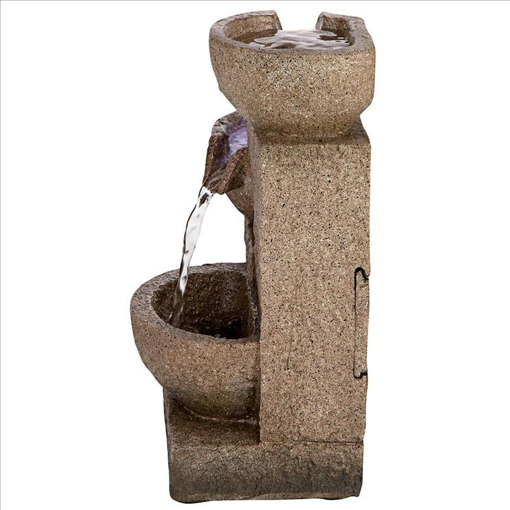Villa Fortino Cascading Brown Resin Garden Fountain with LED Lights