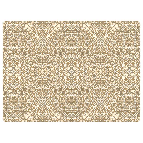 Bungalow Flooring 9 to 5 Arabesque Khaki 3 ft. x 4 ft. Home Office Desk Chair Mat