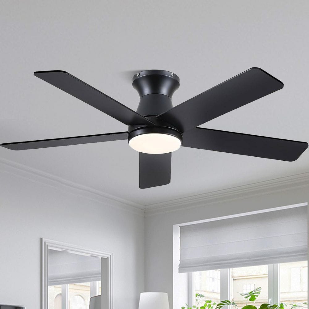 46 in. Indoor/Outdoor Modern Black Ceiling Fan with Dimmable LED 3-Color Light and Remote/APP Control price history on PriceWatchPro