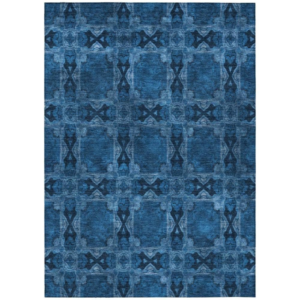 Navy and Gray 9 ft. x 12 ft. Woven Floral;Medallion Rectangle Indoor/Outdoor Area Rug price history on PriceWatchPro