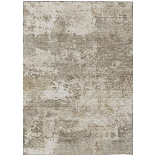 Chantille Machine Washable Indoor/Outdoor Abstract ACN2366 Taupe 9 ft. x 12 ft. Area Rug