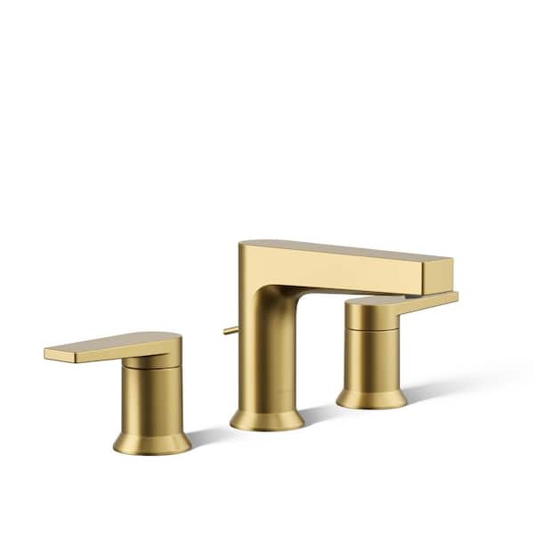 KOHLER Taut 8 in. Widespread Double Handle Bathroom Sink Faucet with 1.2 GPM in Vibrant Brushed Moderne Brass