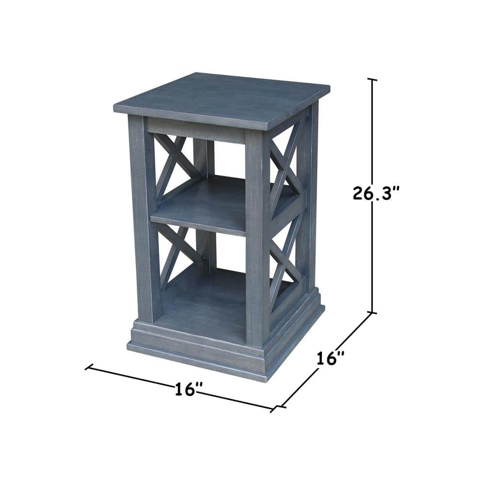 Heather Gray Solid Parawood Hampton Accent Table with Shelves