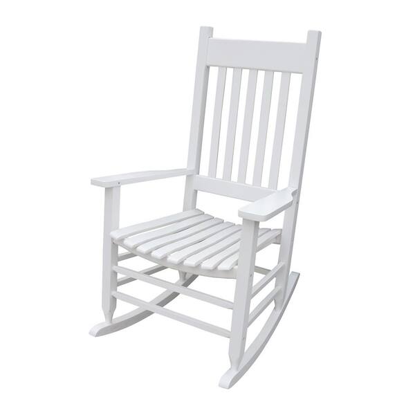 Farmhouse Glossy White Wood Outdoor Rocking Chair Comfort Classic Areas Hardware 