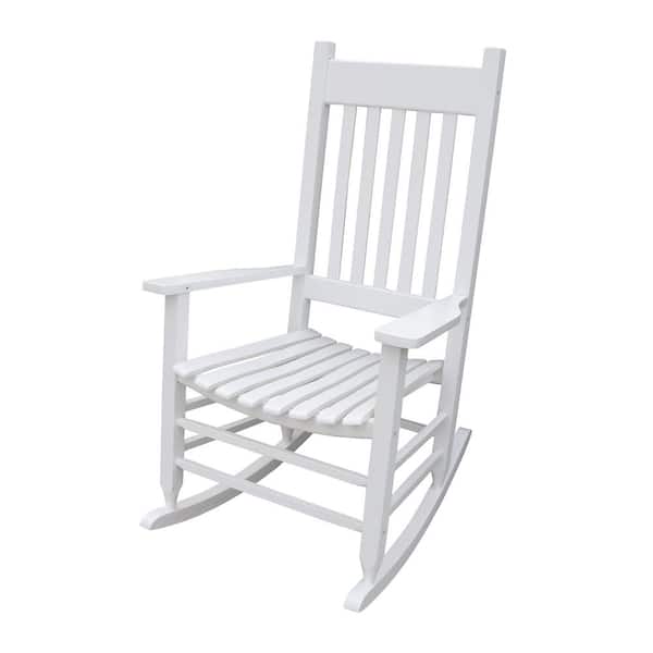 YOFE White Paint, Porch Rocker Chair, Solid Hardwood, Outdoor