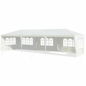 10 ft. x 30 ft. White Gazebo Canopy with 5 Removable Sidewalls for Outdoor Party Wedding