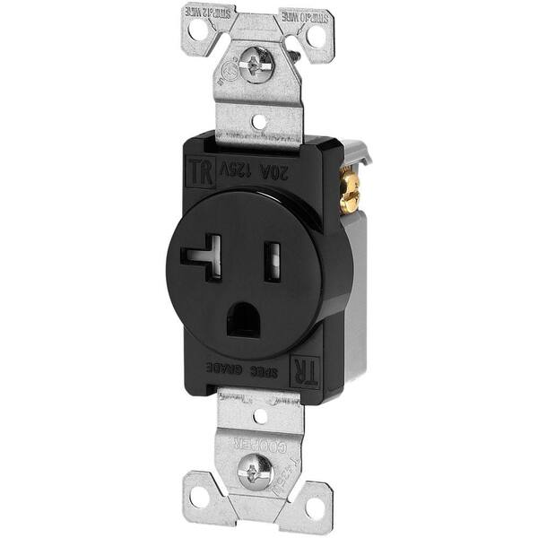 Eaton 20 Amp 125-Volt 5-20R Tamper Resistant Receptacle, Black