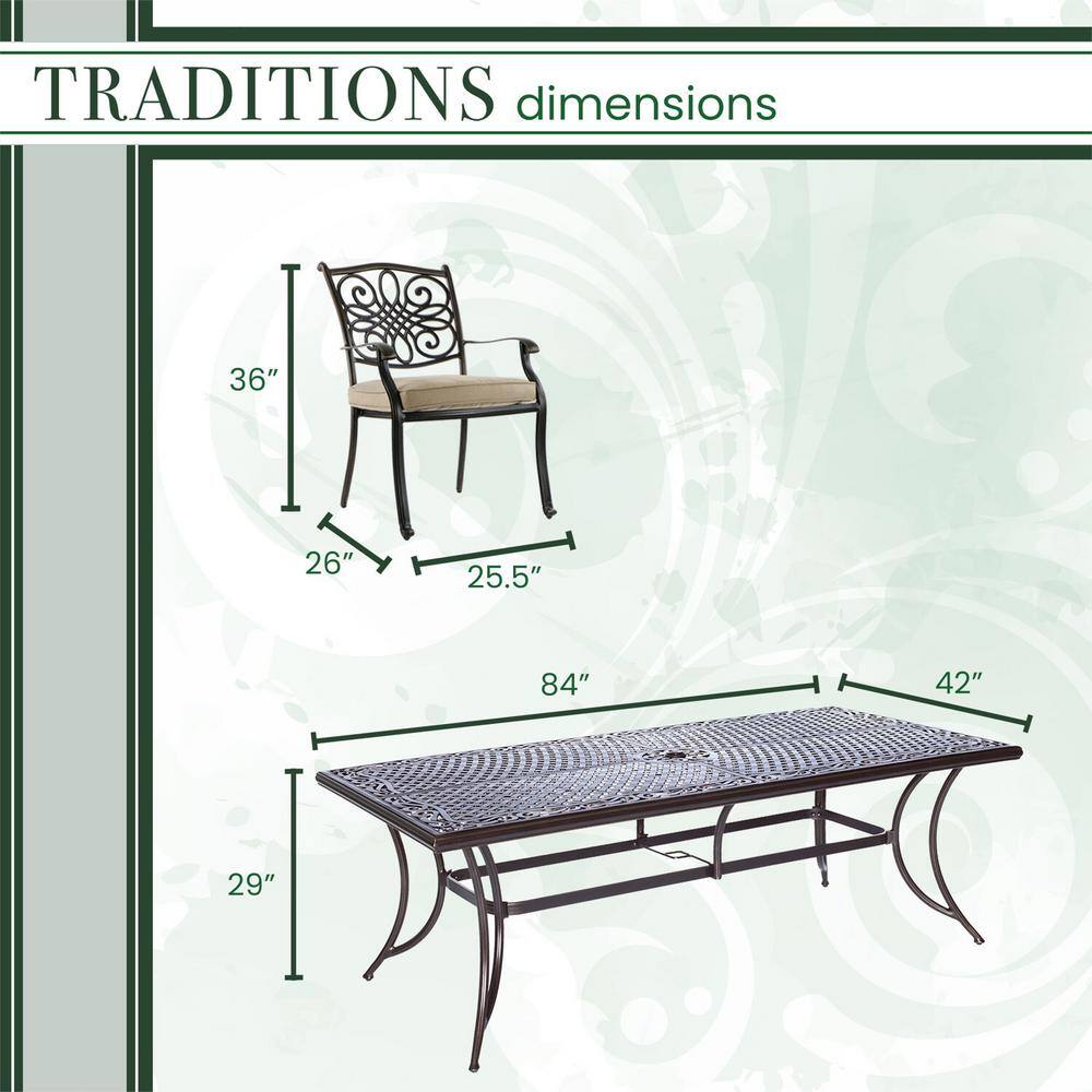 Natural Oat 9-Piece Aluminum Outdoor Dining Set with Cushions