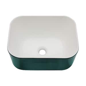 8.5 in. Ceramic Rectangular Vessel Bathroom Sink in Green