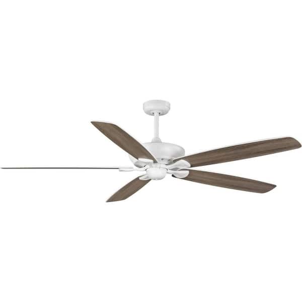 Progress Lighting Kennedale 72 in. Indoor/Outdoor Satin White Transitional Ceiling Fan with Remote Included for Great Room or Porch