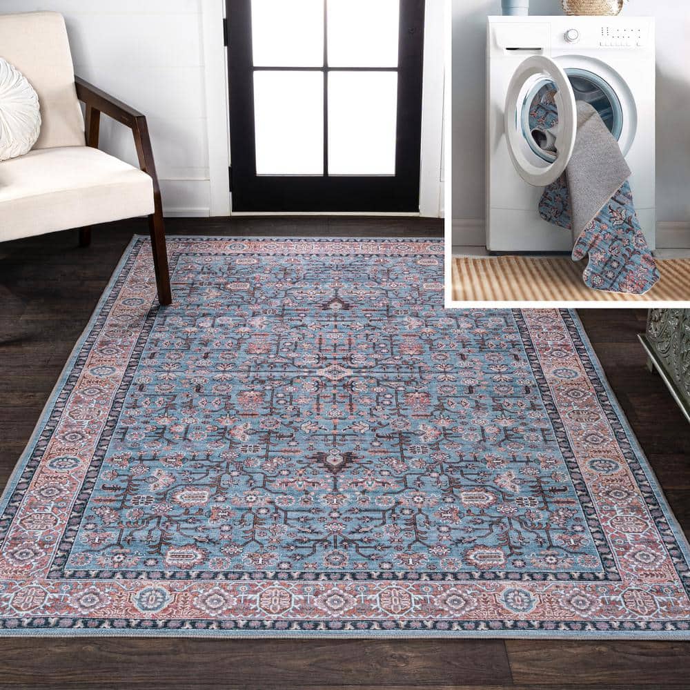 JONATHAN Y Kemer All-Over Persian Machine-Washable Blue/Red JONATHAN Y Kemer All-Over Persian Machine-Washable Blue/Red
