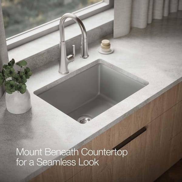 KOHLER Kennon Neoroc Matte Grey Granite Composite 25 in. 1-Hole