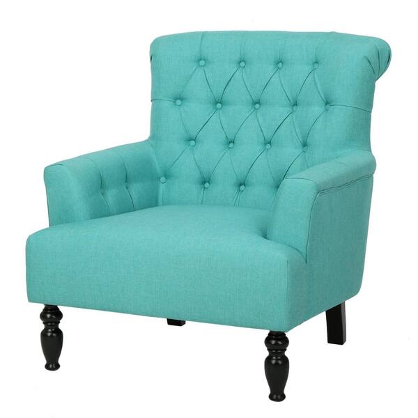 Noble House Byrnes Tufted Teal Fabric Club Chair