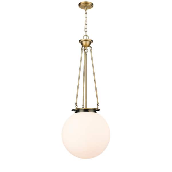 Beacon 100-Watt 1-Light Brushed Brass Shaded Mini Pendant Light with Painted Glass Shade