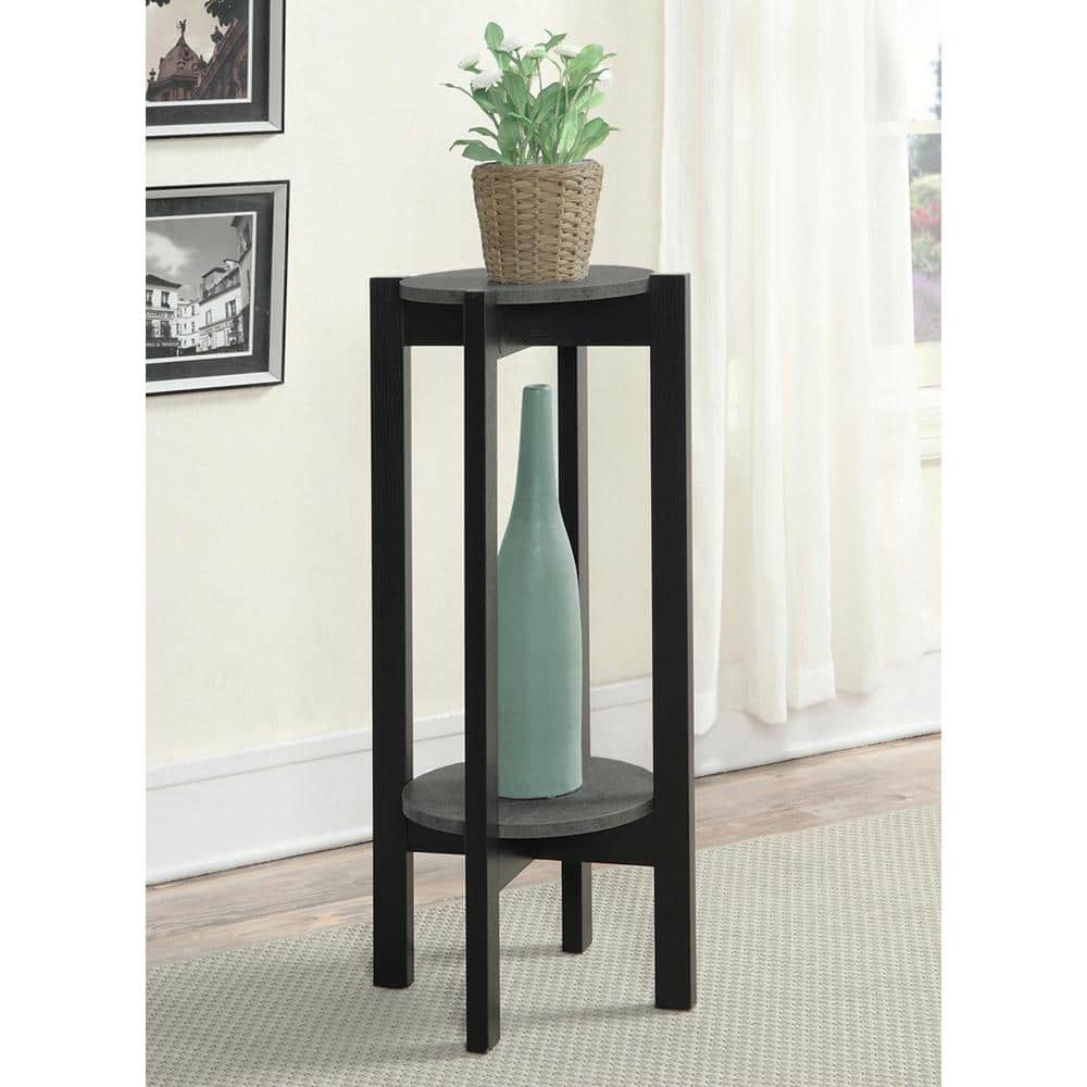 Convenience Concepts Newport Deluxe 2 Tier Plant Stand/Decor  Faux Cement/Black