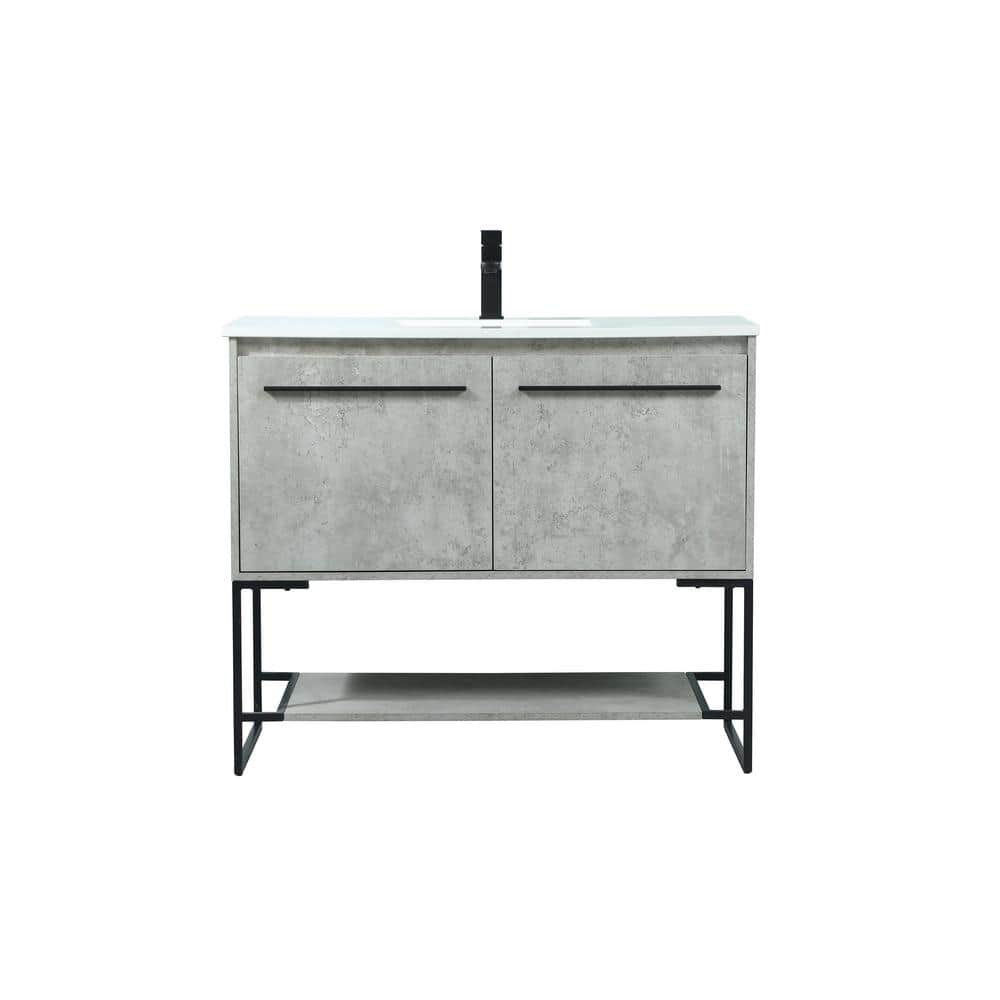 Timeless Home 40 in. W Single Bath Vanity in Concrete Grey with Engineered 