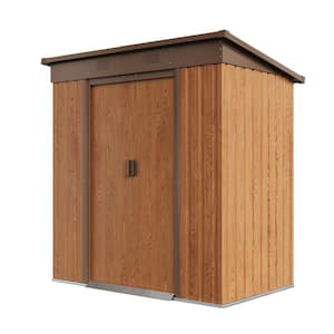 6 ft. W x 4 ft. D Light Brown Galvanized Steel Storage Shed with Double Door (24 sq. ft.)