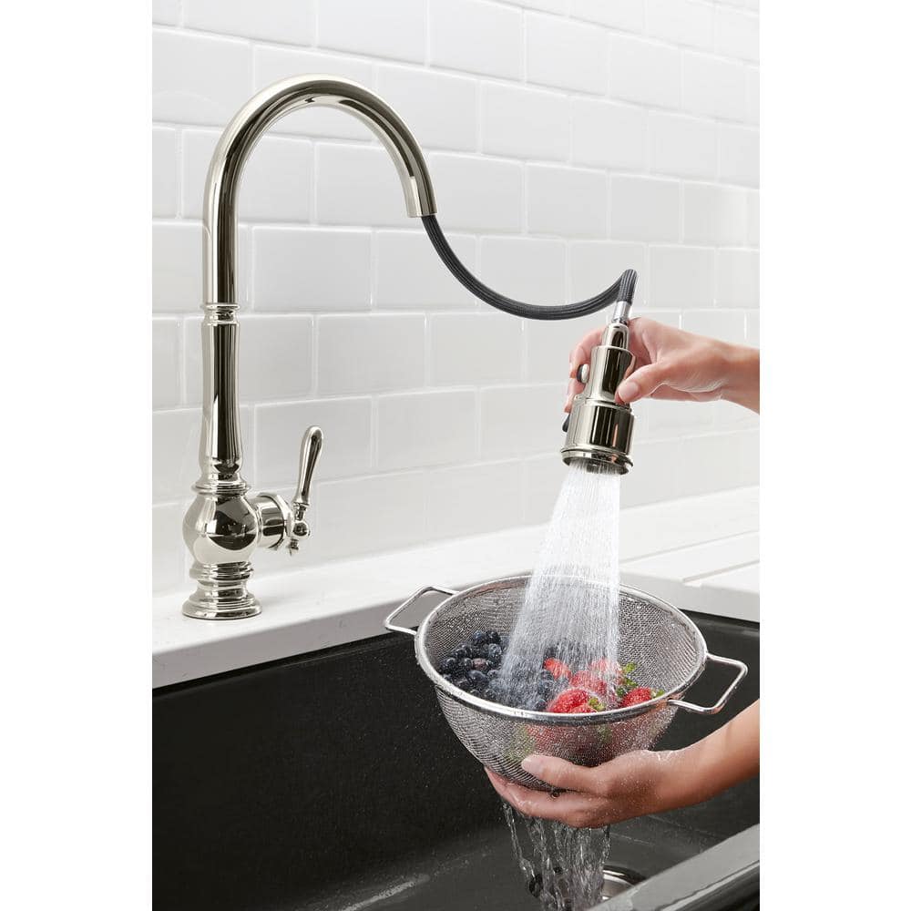 Polished Nickel Pull Down Single Handle Kitchen Faucet