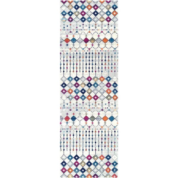 Blythe Modern Moroccan Trellis 3 ft. x 10 ft. Multi Runner Rug