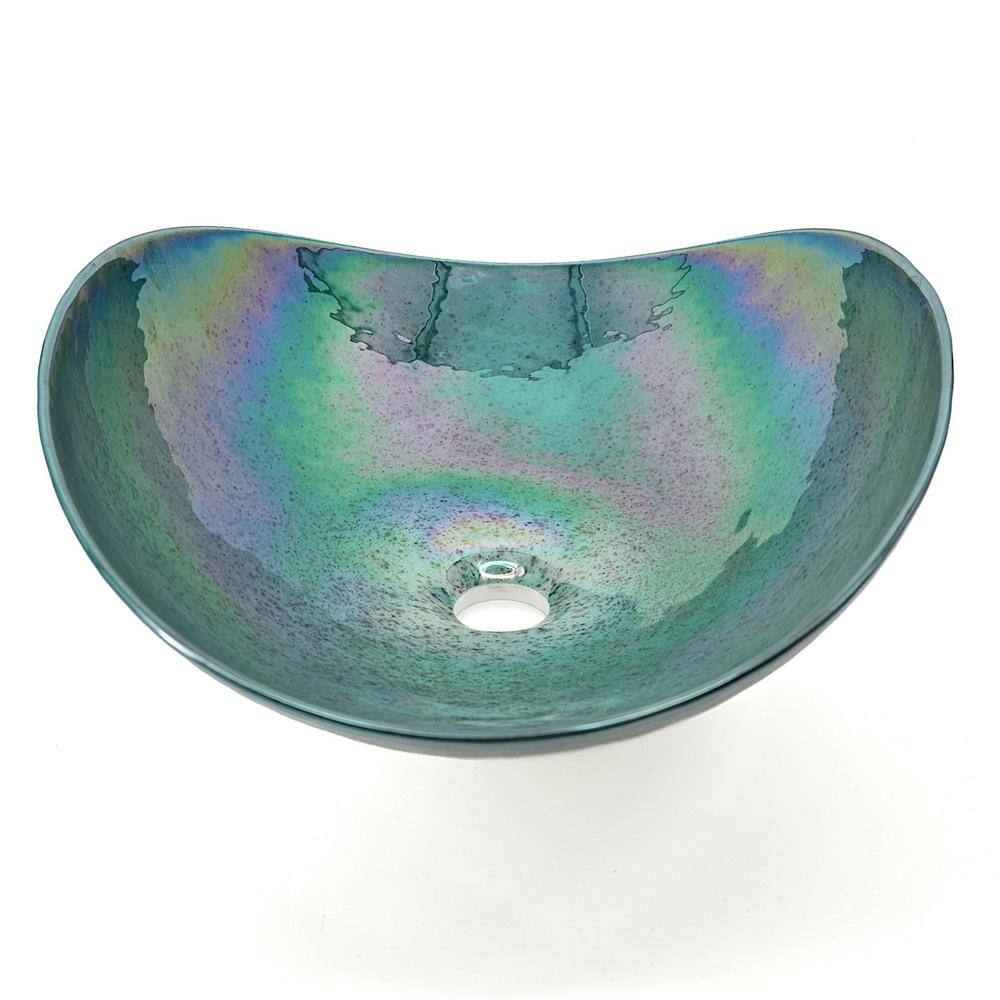 Seafoam Green Glass Oval Vessel Bathroom Sink