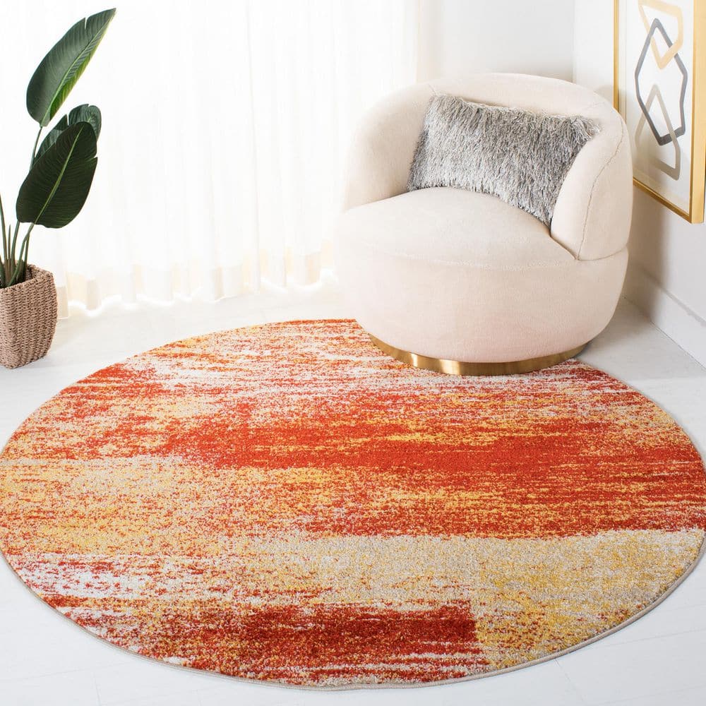 Adirondack 6 ft. x 6 ft. Round Rust/Gold Solid Color Distressed Area Rug price history on PriceWatchPro