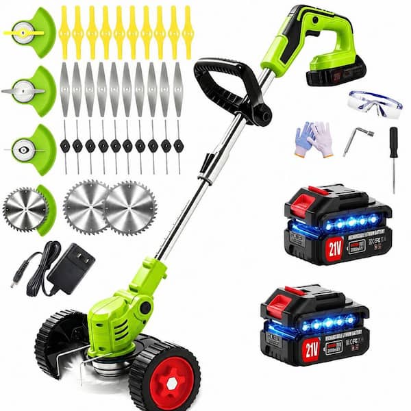 6 in. Cordless Grass Shears with Wheels, Metal Blades, Lightweight Trimmer Brush Cutter Edger for Yard Garden
