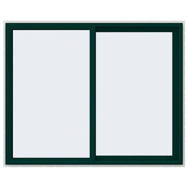 JELD-WEN 59.5 in. x 47.5 in. V-4500 Series Green Painted Vinyl Right-Handed Sliding Window with Fiberglass Mesh Screen
