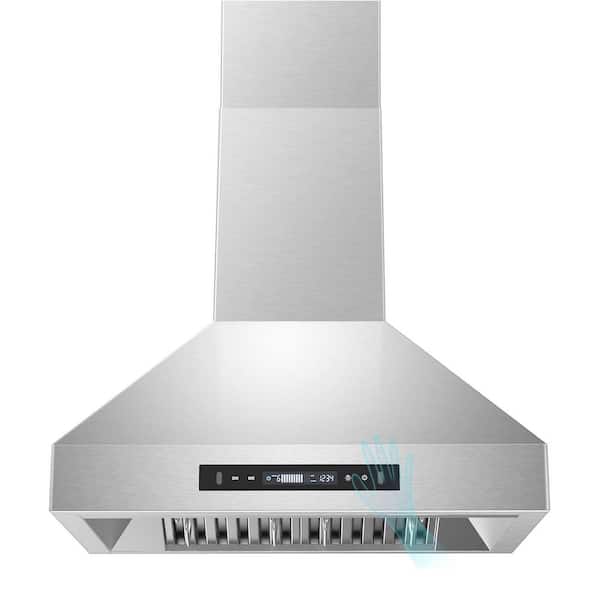 30 inch Range Hood, Wall Mount Kitchen Hood 900 CFM with Gesture Sensing & Touch Control Stainless Steel Vent Hood