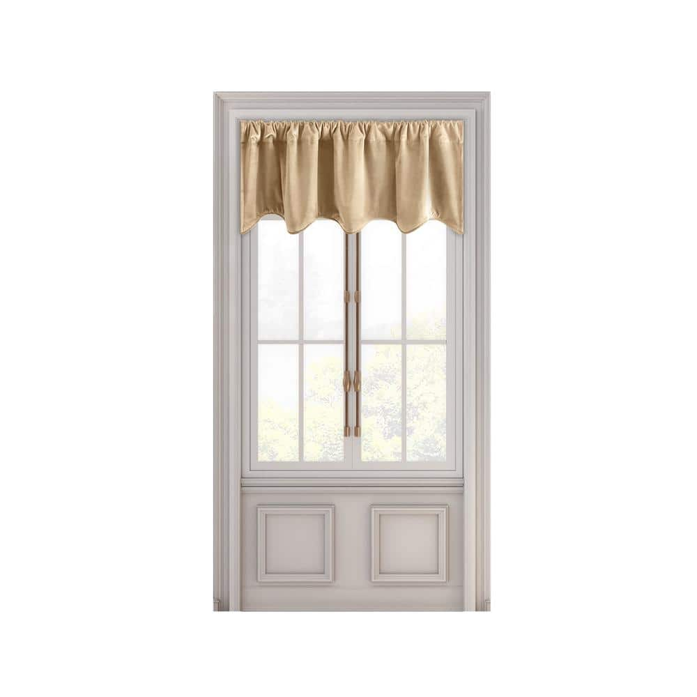 RICARDO Premium Velvet 50 in. W x 17 in . L Scalloped Valance in Champagne  02585-02-017-02 - The Home Depot