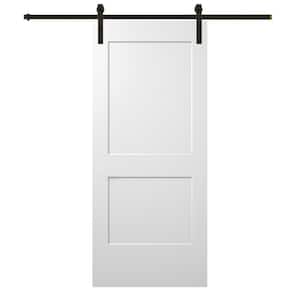32 in. x 80 in. Smooth Monroe Primed Composite Sliding Barn Door with Oil Rubbed Bronze Hardware Kit