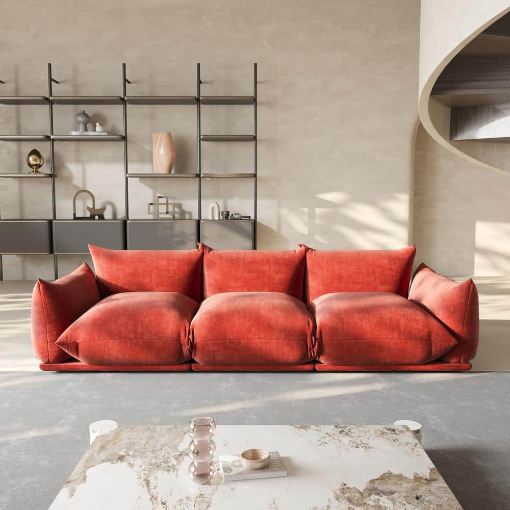 Mid-Century Convertible 104 in. Flared Arm Chenille Lawson Modular Sofa 3-Seats Marenco Couch in. Orange for Apartment price history on PriceWatchPro