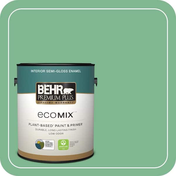 1 gal. #BIC-40 Veiled Chameleon Semi-Gloss Enamel EcoMix Plant-Based Interior Paint & Primer