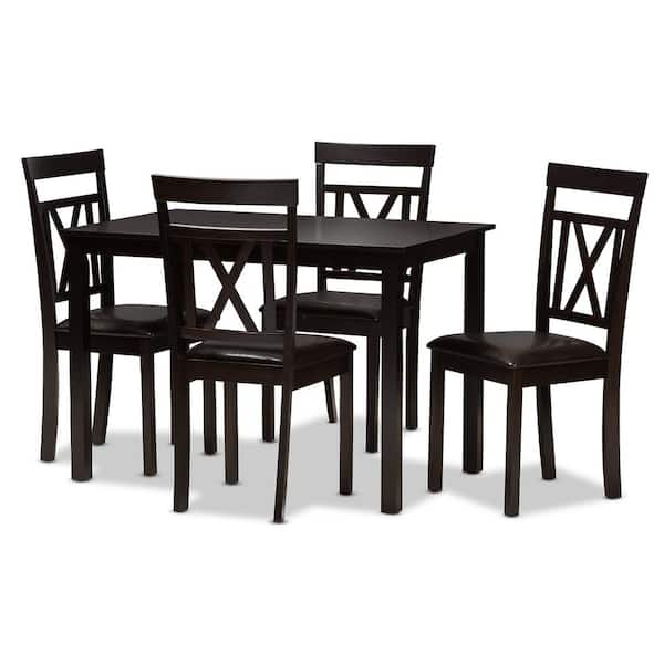 Baxton Studio Rosie 5-Piece Dark Brown Dining Set