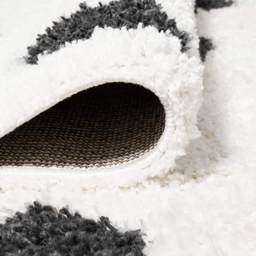 Easy-Care Charcoal and Ivory Polka Dot Shag Rug 3'x5'