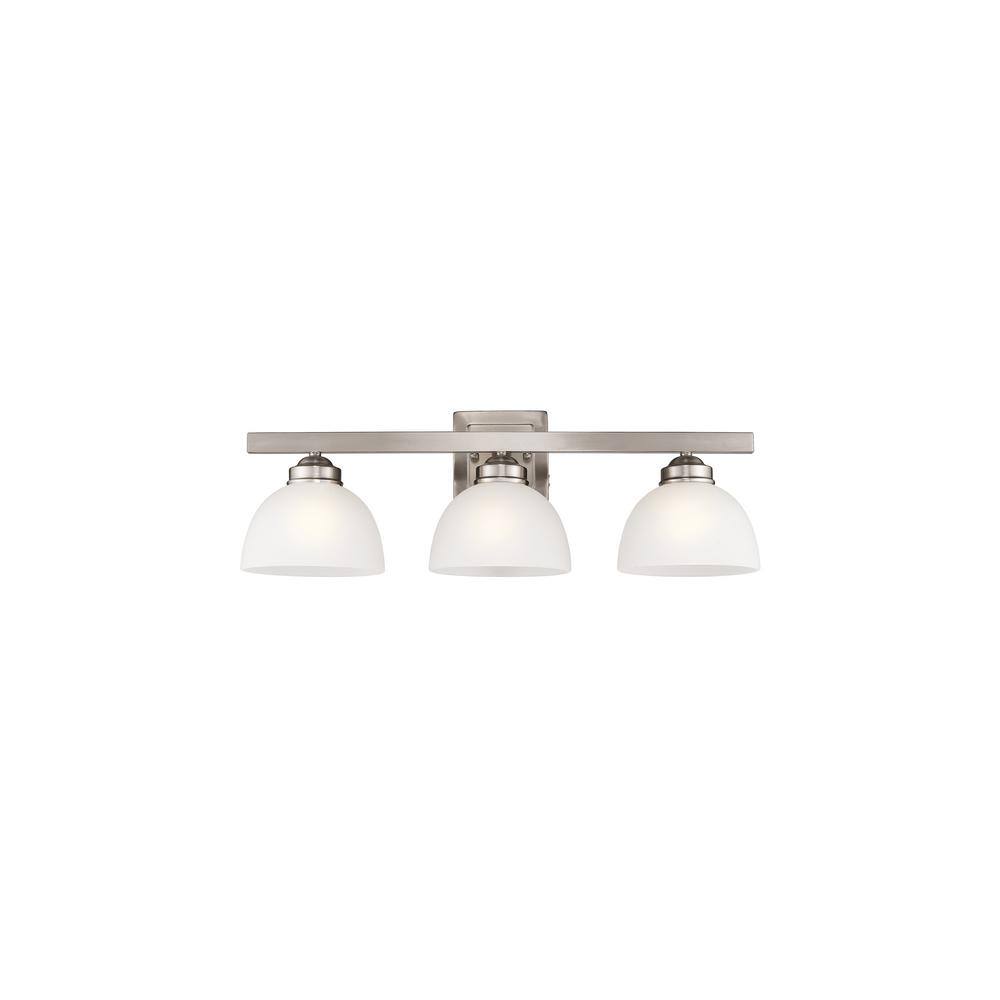 Somerset Brushed Nickel 3-Light Bath Vanity with Satin Glass