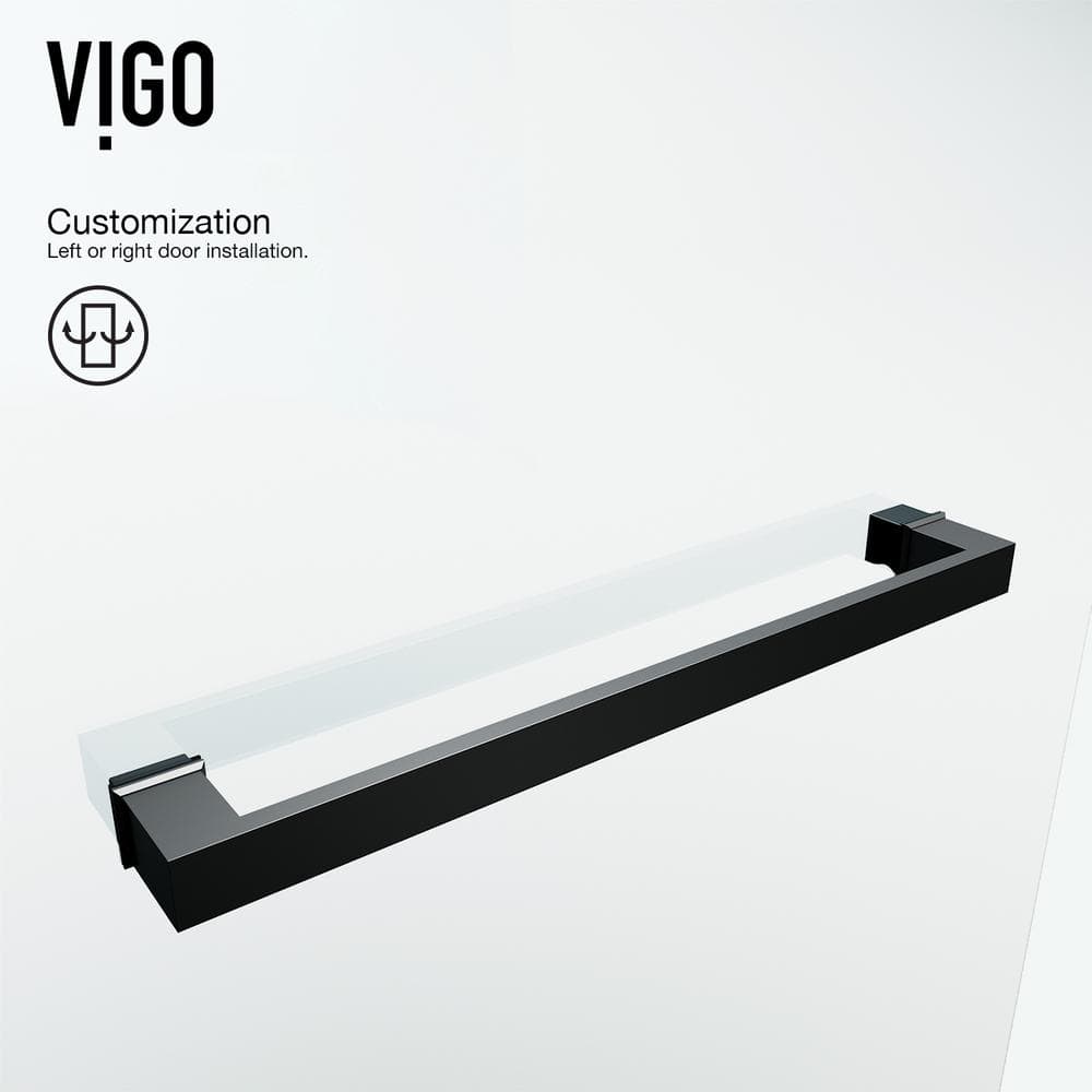 Rialto 34" W x 58" H Frameless Matte Black Tub Door