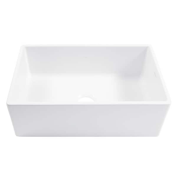 Bradstreet II 30 in. Farmhouse/Apron-Front Undermount Single Bowl Crisp White Fireclay Kitchen Sink