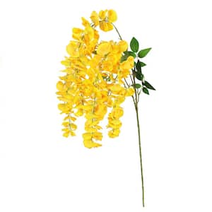 44 in. Yellow Artificial Japanese Wisteria Flower Stem Hanging Spray Bush (Set of 3)
