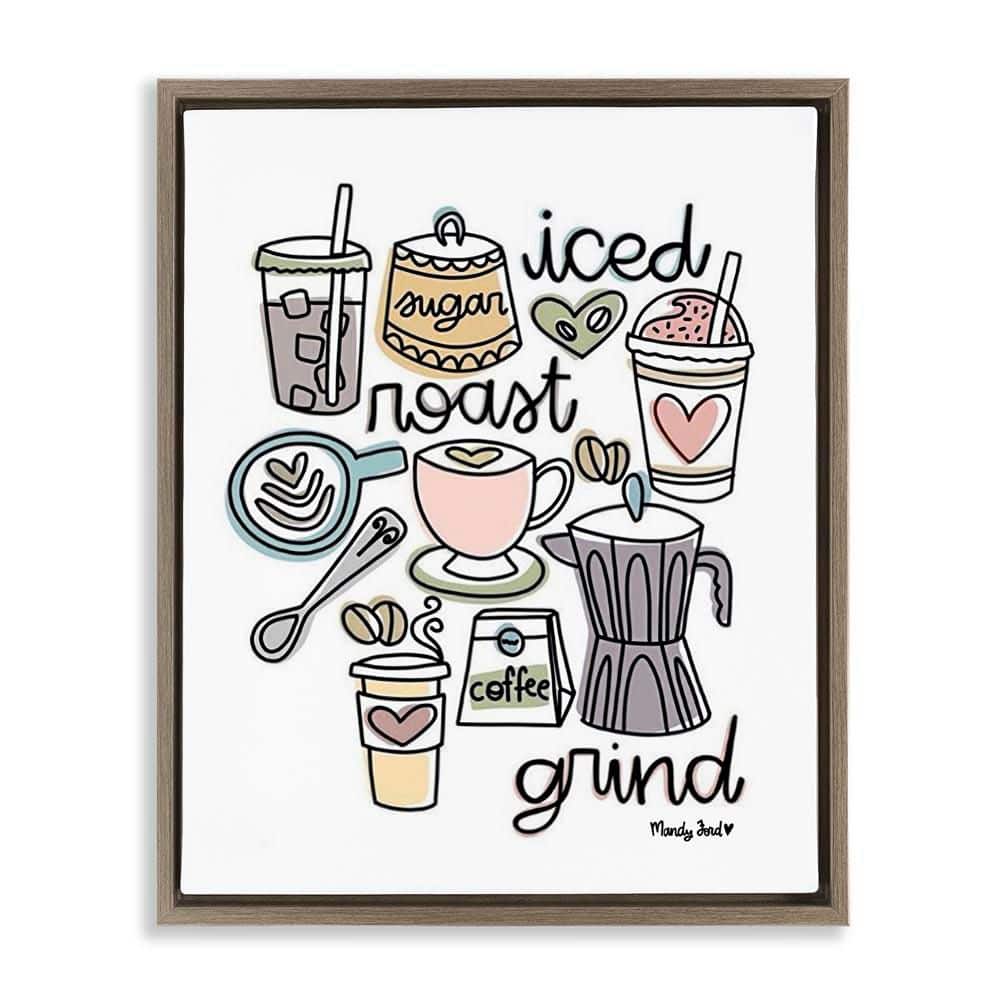 Various Coffee Types Trend by Mandy Ford Art + Illustration Brown Floater Frame Food Graphic Art Print 21 in. x 17 in. price history on PriceWatchPro