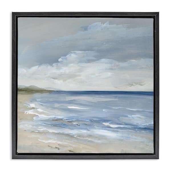 Stupell Industries Stormy Beach Landscape by Nan Black Floater Frame Nature Graphic Art Print 18 in. x 18 in.