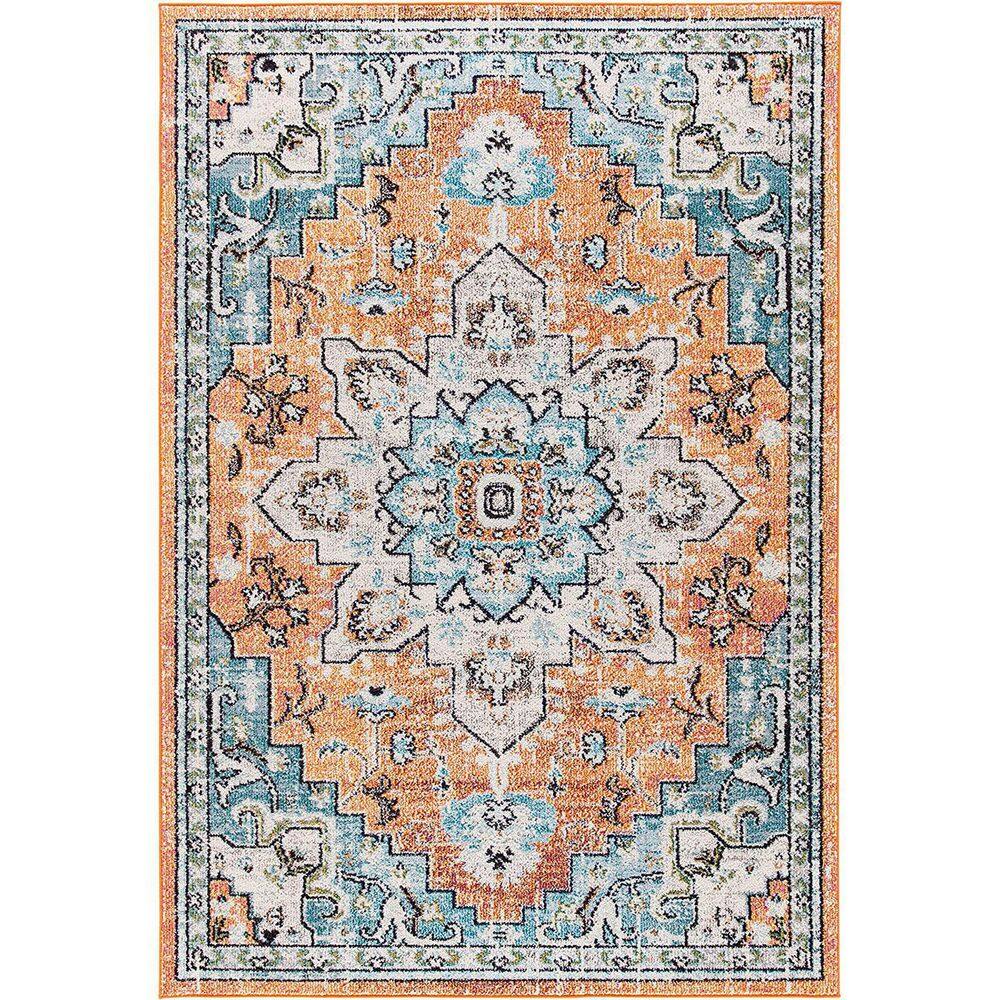 Teal 8 ft. x 10 ft. Oriental Indoor Polypropylene Area Rug