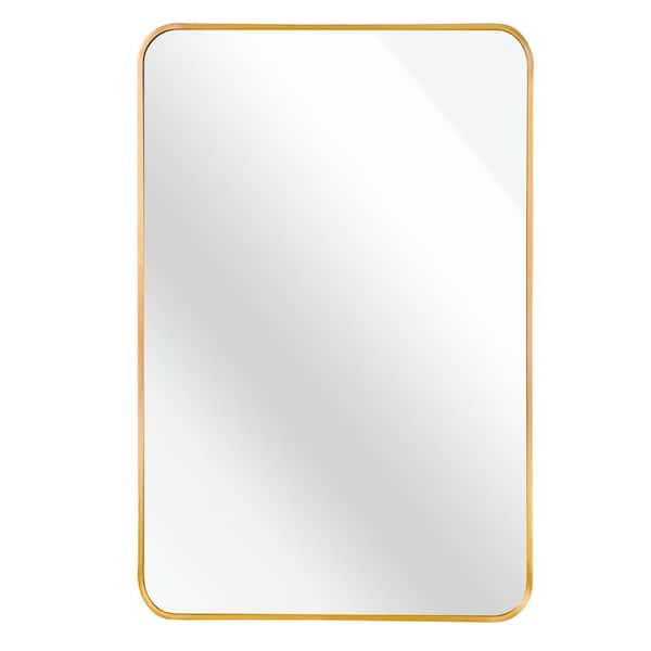 HUOVTR Ta. 24 in. W x 32 in. H Gold Rectangle Framed Mirror