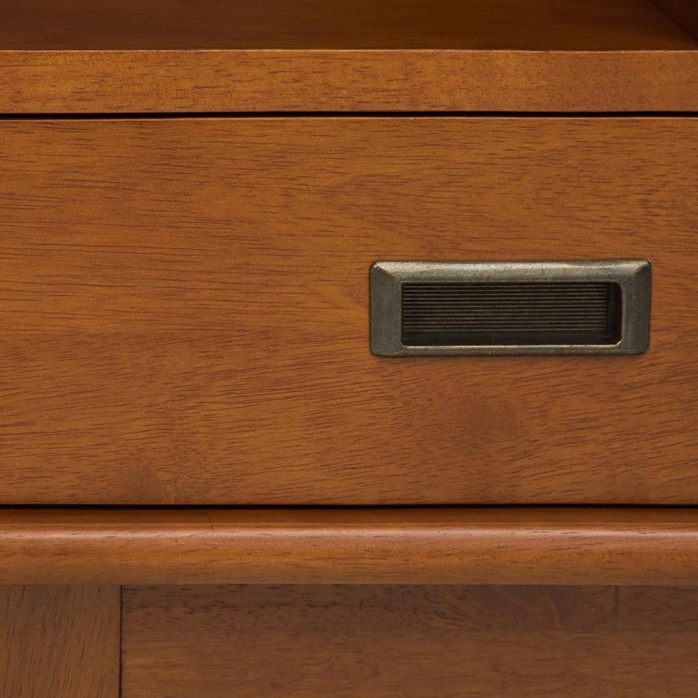 Teak Brown 64" Wood Bookcase with Cubes and Drawers
