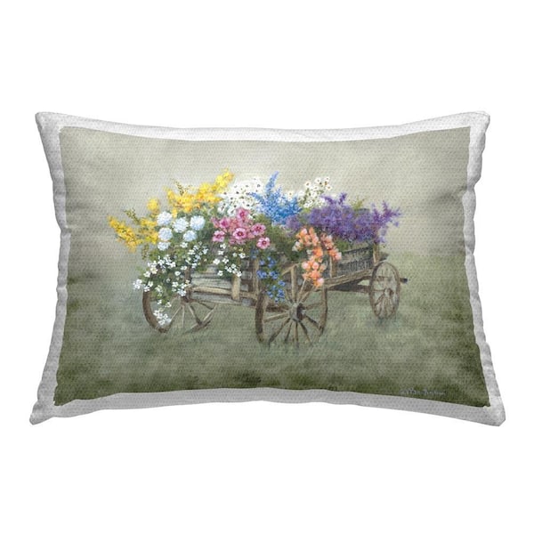 Stupell Industries Wagon with Spring Blooms Outdoor Printed Throw Pillow by Pam Britton