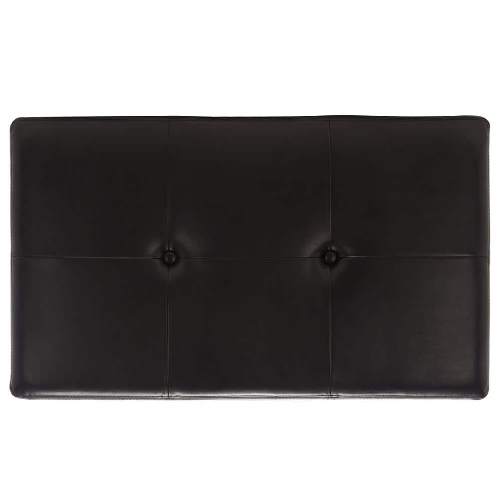 Maiden Black Faux Leather Tufted Storage Bench